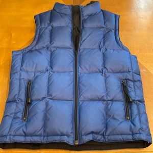 Blue Quilted Puffer Vest with Stand-Up Collar